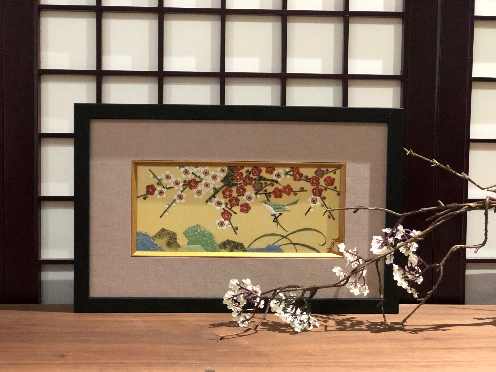 九谷燒陶藝掛畫 - 白梅滿枝