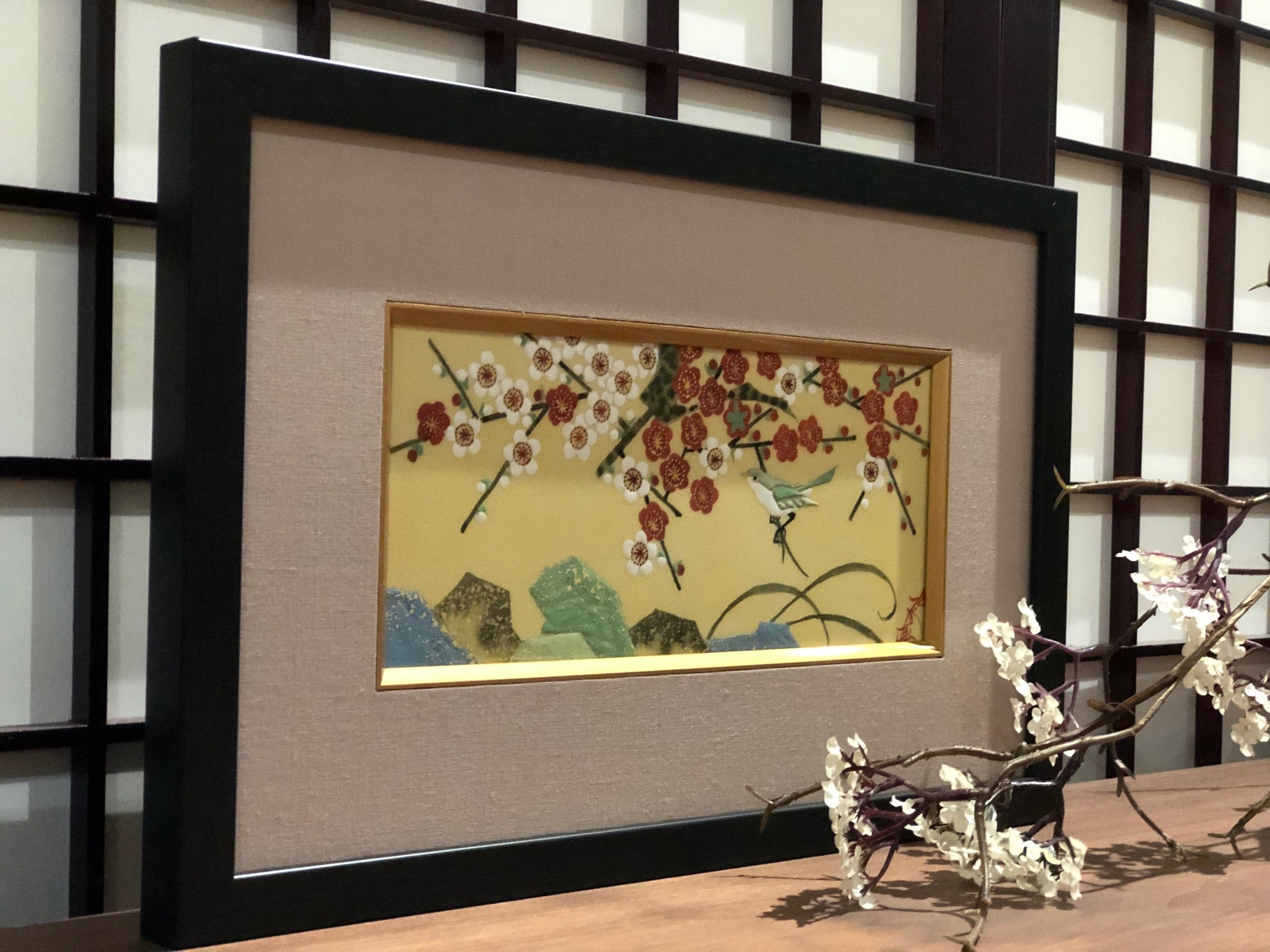 九谷燒陶藝掛畫 - 白梅滿枝