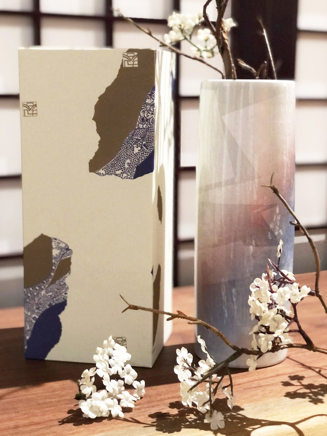 九谷燒花頩 - 銀彩