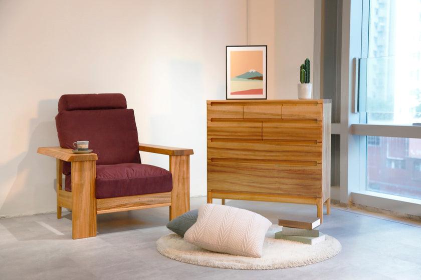 BISUKU 楠木四層斗櫃 - 90