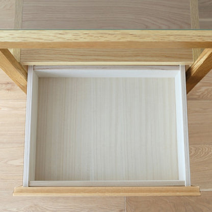 簡約系列玻璃面床頭櫃 - 橡木