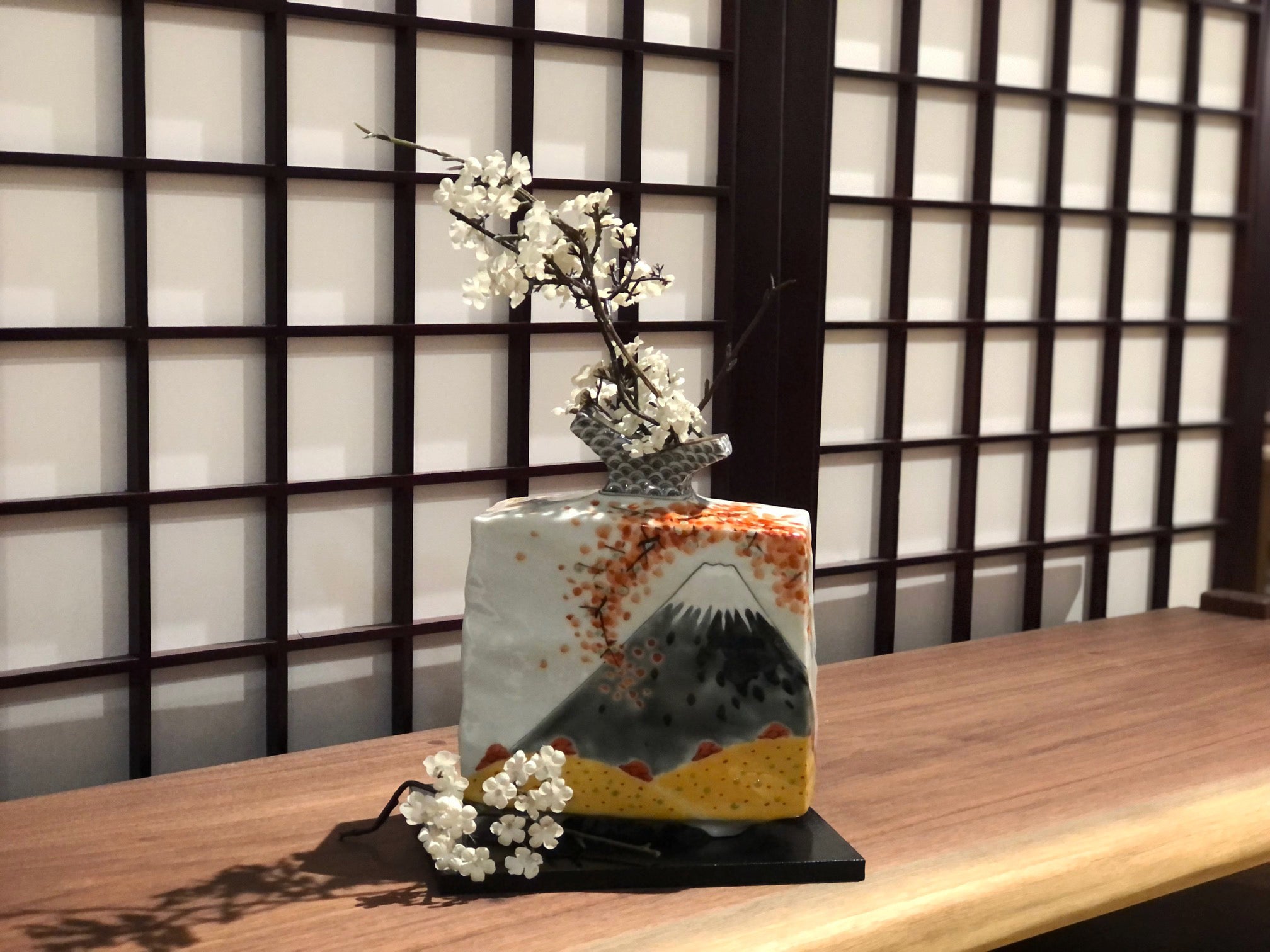 九谷燒花頩 - 富士雙景