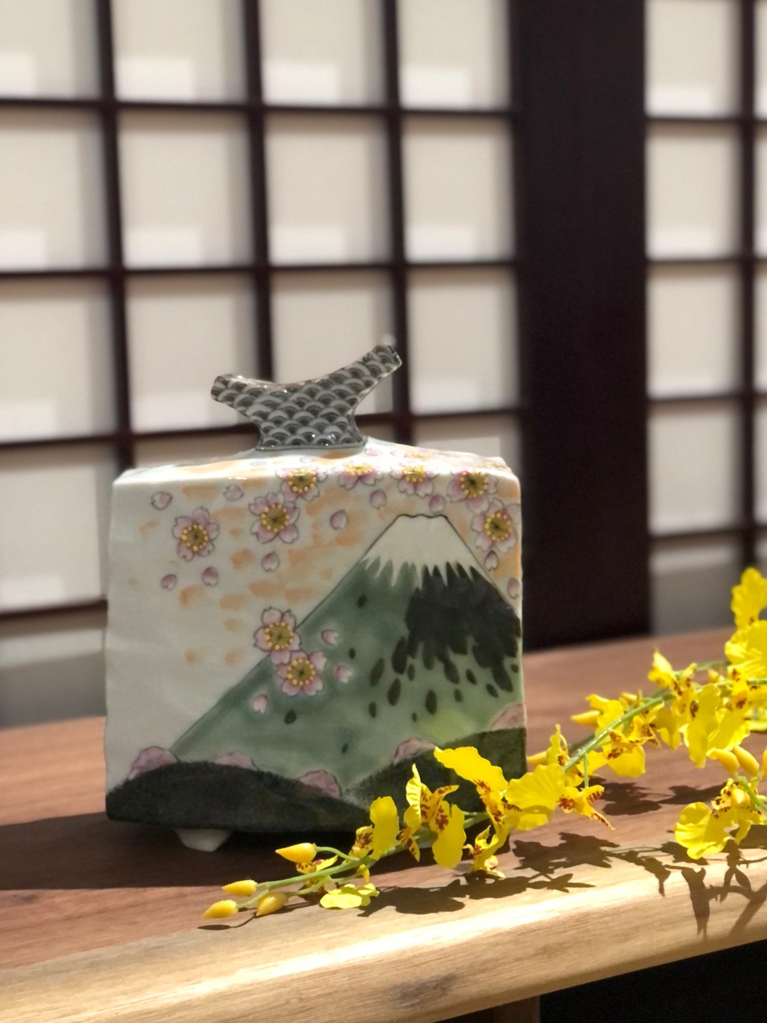 九谷燒花頩 - 富士雙景
