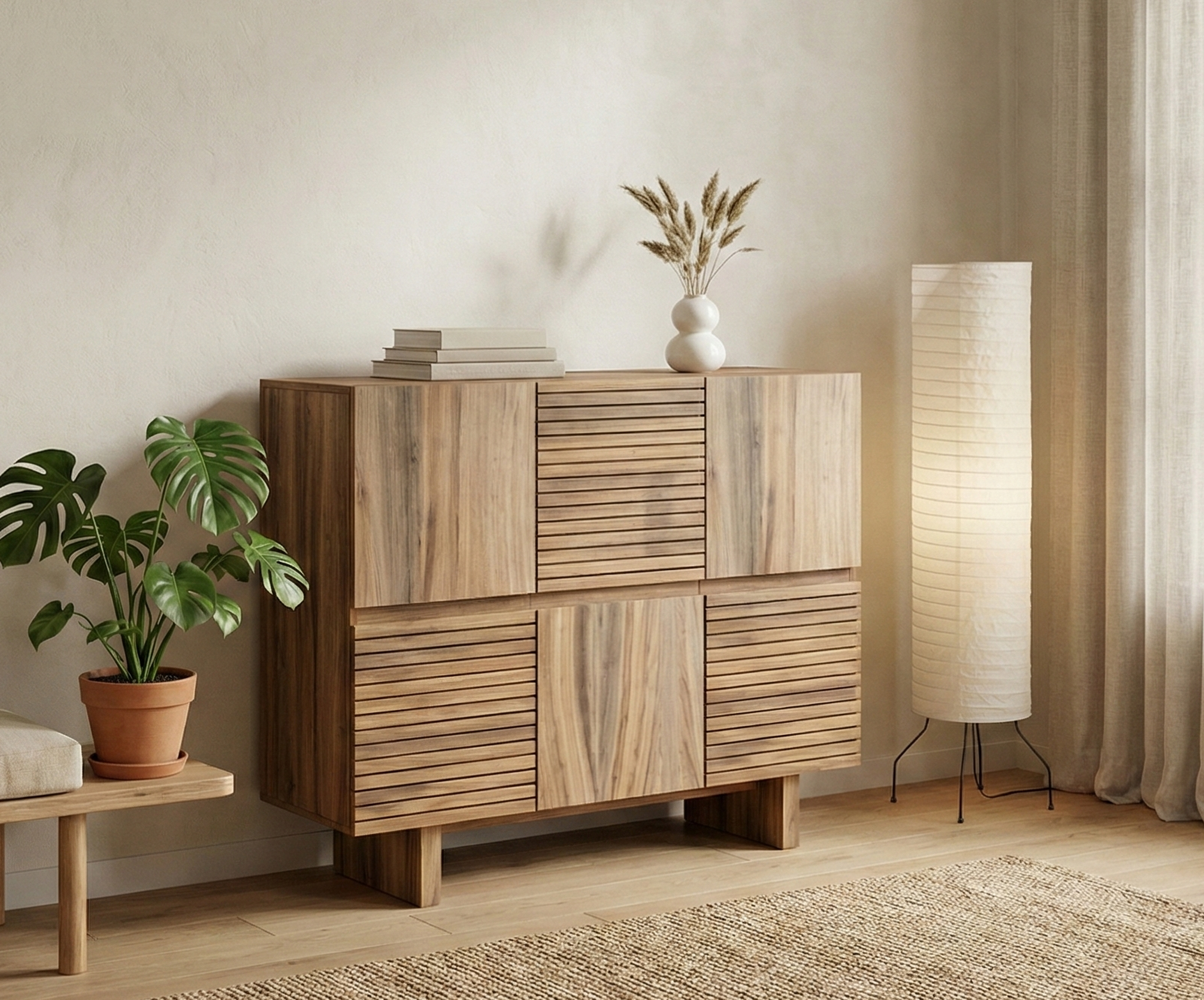 NODOKA 楠木矮身揭門邊櫃-115cm