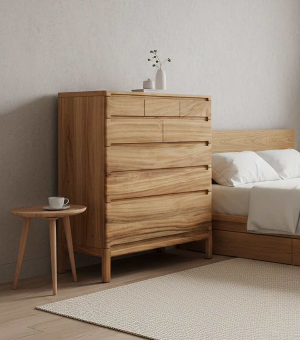 BISUKU 楠木五層斗櫃 - 90